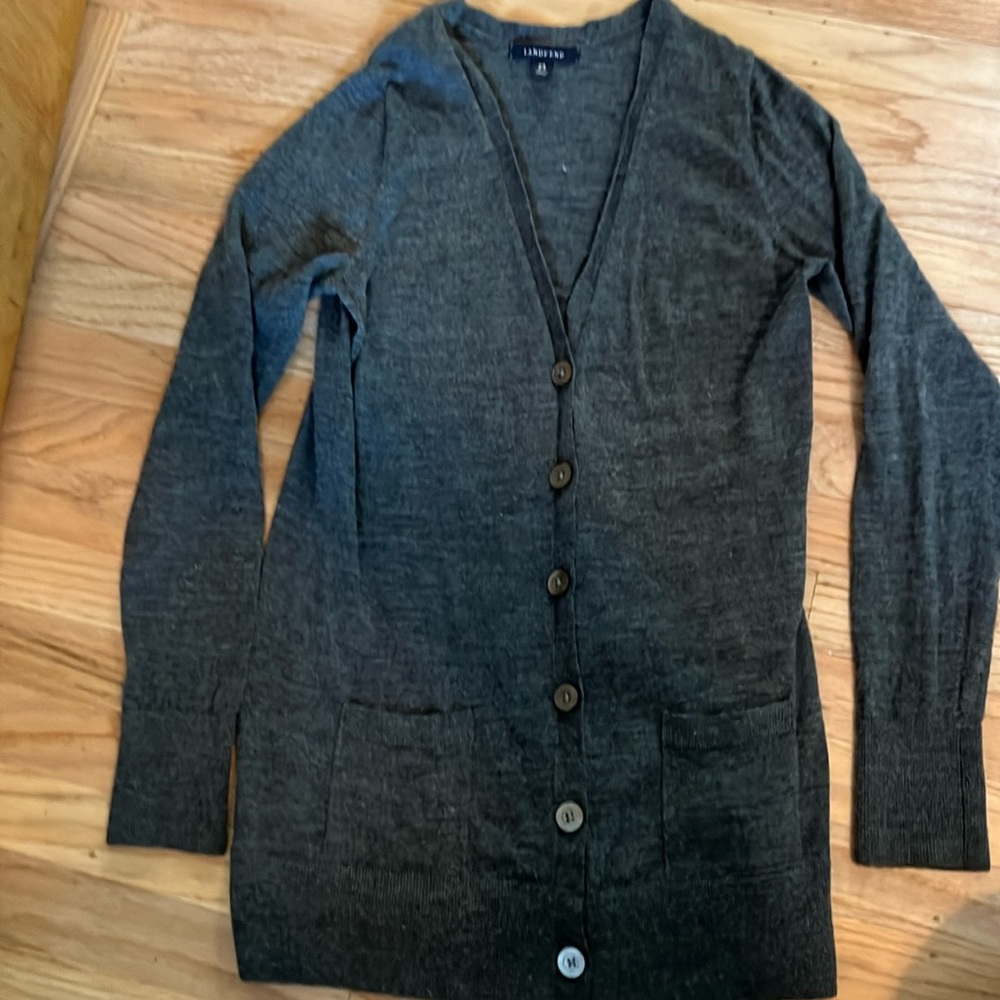 Fine merino wool Land End cardigan xs